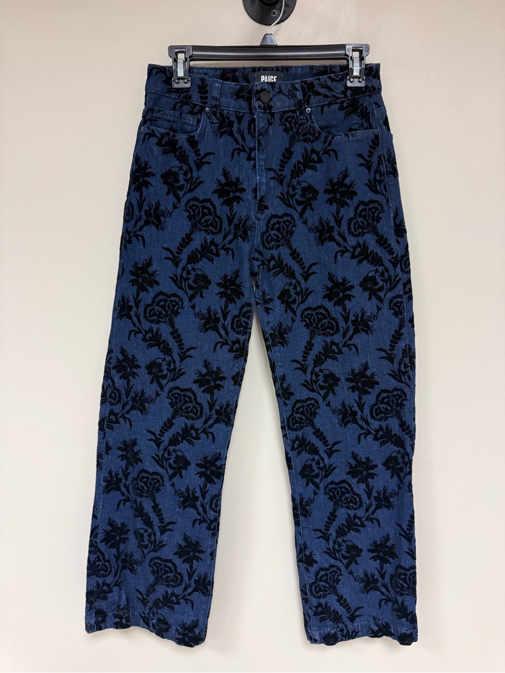 PAIGE floral print dark Blue denim Jeans LEENAH ANKLE size 27 women’s - Picture 4 of 7